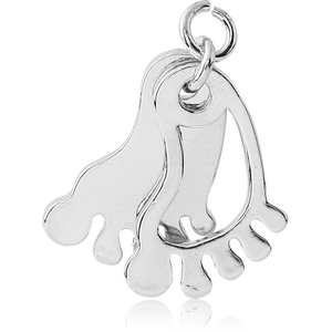 RHODIUM PLATED BRASS CHARM - FOOT AND SHADOW