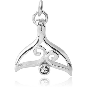 RHODIUM PLATED BRASS JEWELLED TAIL FIN CHARM