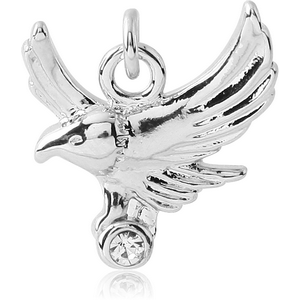 RHODIUM PLATED BRASS JEWELLED EAGLE CHARM