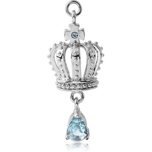 RHODIUM PLATED BRASS JEWELLED CROWN CHARM