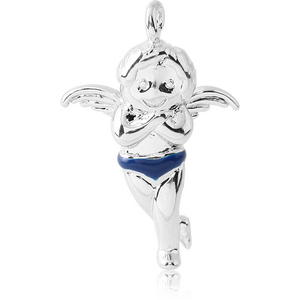 RHODIUM PLATED BRASS CHARM WITH ENAMEL - BABY ANGEL