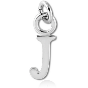 RHODIUM PLATED BRASS LETTER CHARM - J