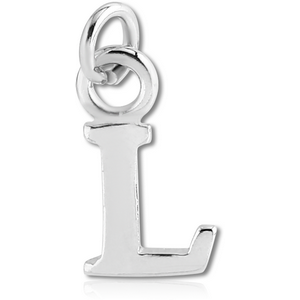 RHODIUM PLATED BRASS LETTER CHARM - L