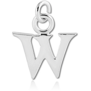 RHODIUM PLATED BRASS LETTER CHARM - W