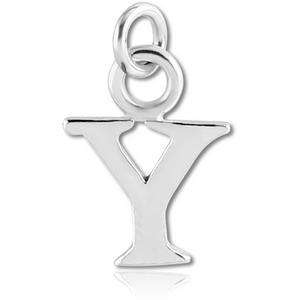 RHODIUM PLATED BRASS LETTER CHARM - Y