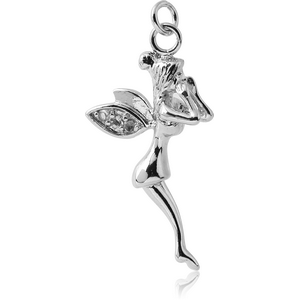 RHODIUM PLATED BRASS JEWELLED FAIRY CHARM