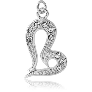 RHODIUM PLATED BRASS JEWELLED HEART CHARM