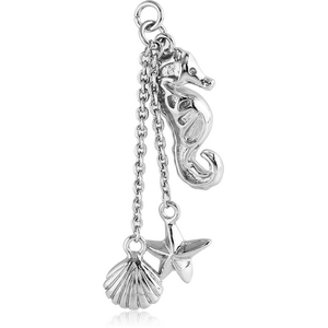 RHODIUM PLATED BRASS CHARM - DANGLING SEA CREATURES