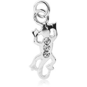 RHODIUM PLATED BRASS JEWELLED SALAMANDER CHARM