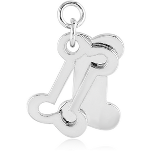 RHODIUM PLATED BRASS CHARM - BONE AND SHADOW