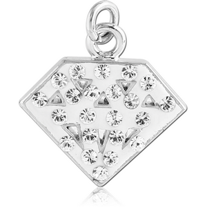 RHODIUM PLATED BRASS CRYSTALINE CHARM - DIAMOND