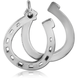 RHODIUM PLATED BRASS CHARM - HORSESHOE AND SHADOW