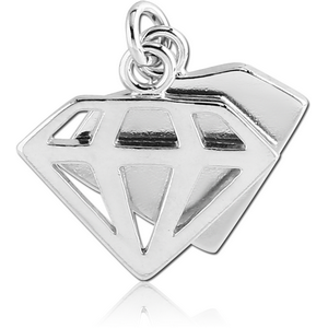 RHODIUM PLATED BRASS CHARM - DIAMOND AND SHADOW