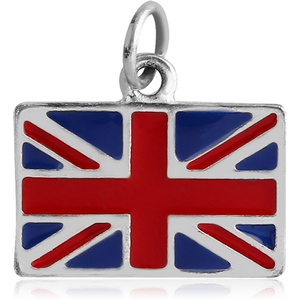 RHODIUM PLATED BRASS GREAT BRITAIN FLAG CHARM