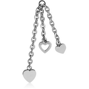 SURGICAL STEEL THREE HEARTS CHARM