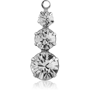 RHODIUM PLATED BRASS TRIPLE PRONG SET JEWELLED CHARM