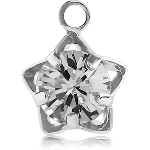 RHODIUM PLATED BRASS ROUND PRONG SET JEWELLED CHARM