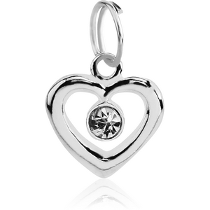 RHODIUM PLATED WHITE METAL CHARM - HEART