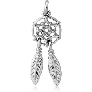 RHODIUM PLATED WHITE METAL DREAMCATCHER CHARM