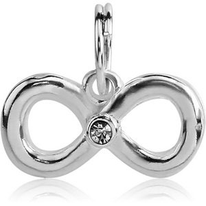 RHODIUM PLATED WHITE METAL JEWELLED INFINITY CHARM