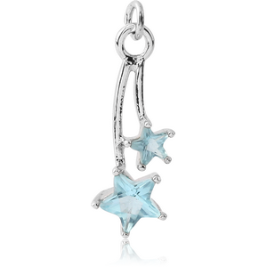 RHODIUM PLATED BRASS JEWELLED FALLING STAR CHARM