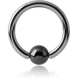 SURGICAL STEEL BALL CLOSURE RING WITH HEMATITE BALL