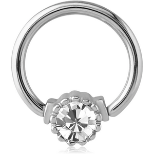 SURGICAL STEEL JEWELED BALL CLOSURE RING