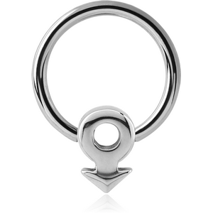 SURGICAL STEEL BALL CLOSURE RING WITH ATTACHMENT - MALE SIGN