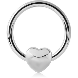 SURGICAL STEEL BALL CLOSURE RING WITH ATTACHMENT - HEART