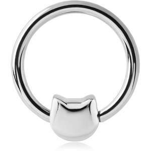 SURGICAL STEEL BALL CLOSURE RING WITH ATTACHMENT - KITTY HEAD