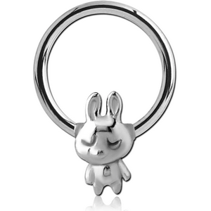 SURGICAL STEEL BALL CLOSURE RING WITH ATTACHMENT - TEDDY RABBIT