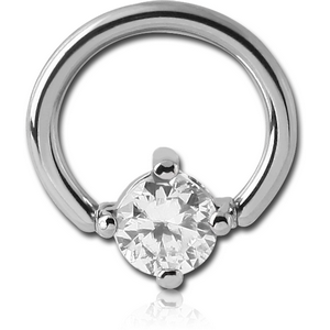 SURGICAL STEEL BALL CLOSURE RING WITH PRONG SET JEWELLED ATTACHMENT - ROUND