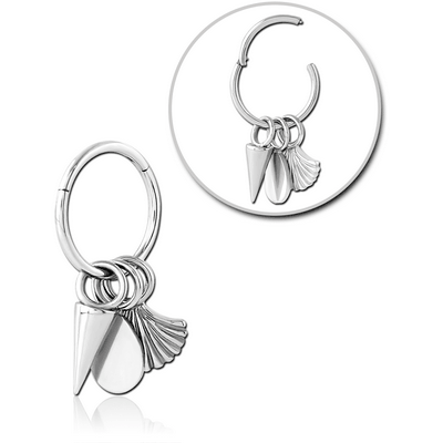 SURGICAL STEEL HINGED SEGMENT RING WITH CHARM