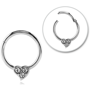 SURGICAL STEEL ROUND JEWELLED HINGED SEPTUM RING