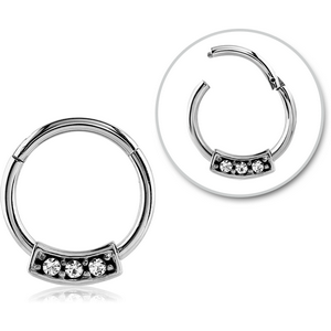 SURGICAL STEEL ROUND JEWELLED HINGED SEGMENT RING