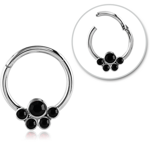 SURGICAL STEEL ROUND JEWELLED HINGED SEPTUM RING