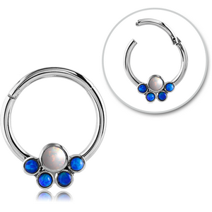 SURGICAL STEEL ROUND JEWELLED HINGED SEGMENT RING