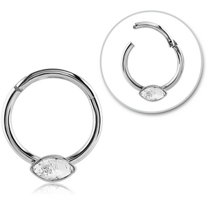 SURGICAL STEEL ROUND JEWELLED HINGED SEGMENT RING