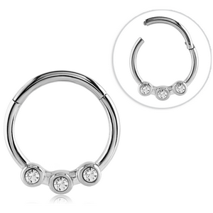 SURGICAL STEEL ROUND JEWELLED HINGED SEPTUM RING