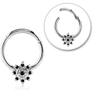 SURGICAL STEEL ROUND JEWELLED HINGED SEPTUM RING