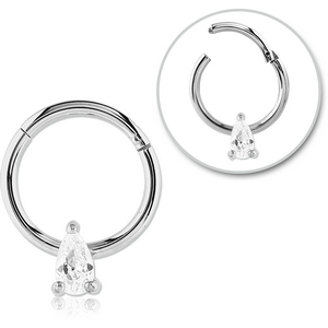 SURGICAL STEEL ROUND JEWELLED HINGED SEPTUM RING