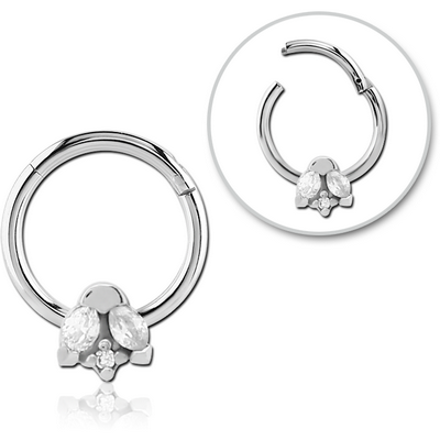 SURGICAL STEEL JEWELLED HINGED SEGMENT RING