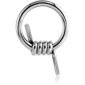 SURGICAL STEEL BALL CLOSURE RING WITH BARBED WIRE