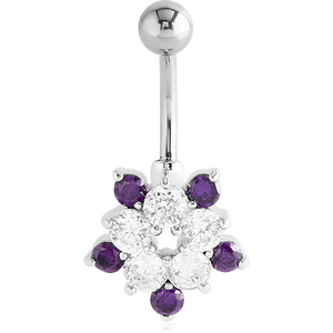 RHODIUM PLATED BRASS JEWELLED NAVEL BANANA