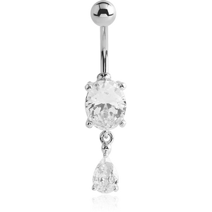 RHODIUM PLATED BRASS JEWELLED NAVEL BANANA WITH CHARM