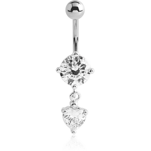 RHODIUM PLATED BRASS JEWELLED NAVEL BANANA WITH CHARM