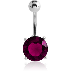 RHODIUM PLATED BRASS JEWELLED NAVEL BANANA