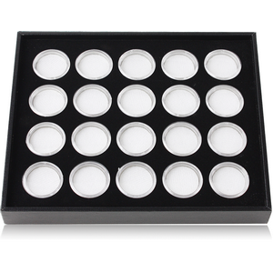 IMITATION LEATHER TRAY WITH 20 PLASTIC BOXES FOR LOOSE BALL