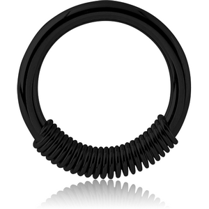 BLACK PVD COATED SURGICAL STEEL SPRING CLOSURE RING