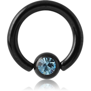 BLACK PVD COATED SURGICAL STEEL PREMIUM CRYSTAL JEWELLED BALL CLOSURE RING